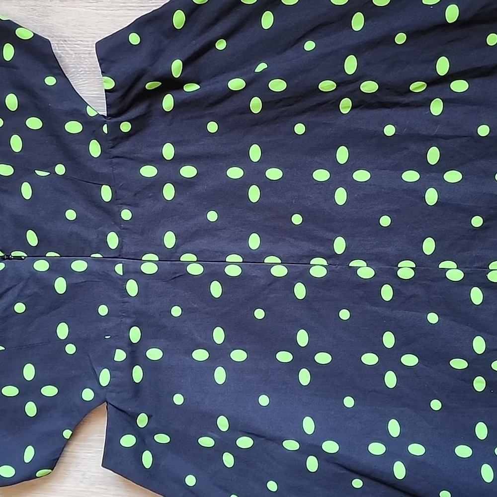 Topshop Cut-Out Black Midi Dress with Green Polka Dots - Picture 13 of 15